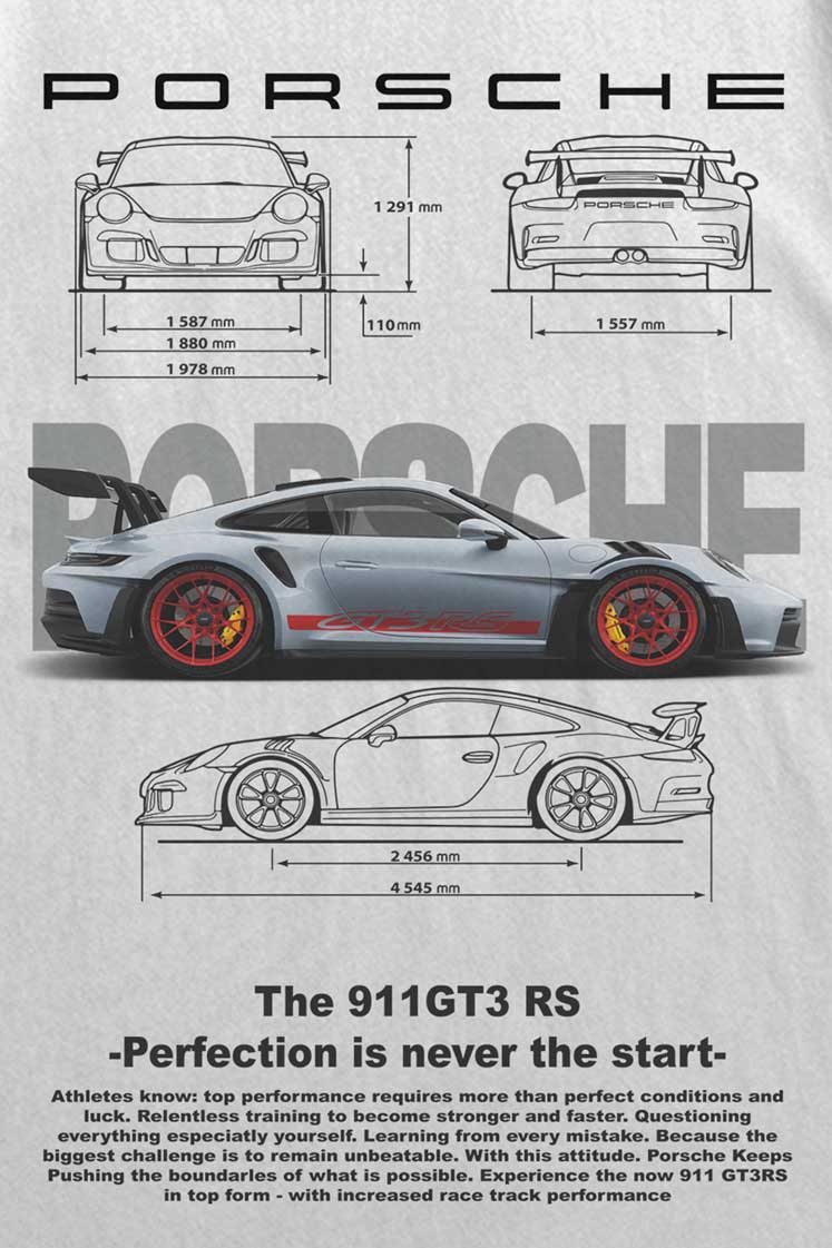 911 GT3 RS Blueprint Tees - Overstylist